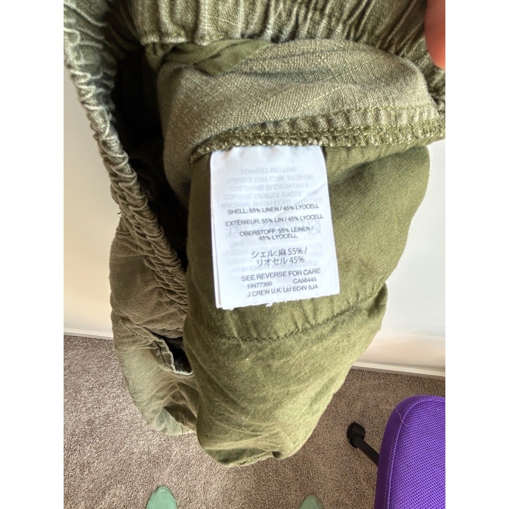 Point Sur Women's Elastic Waist Tapered Leg Pants Military Green Sz T10 Linen - Picture 9 of 9